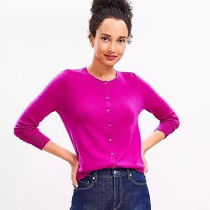 Loft Orchid Crew Neck Cardigan